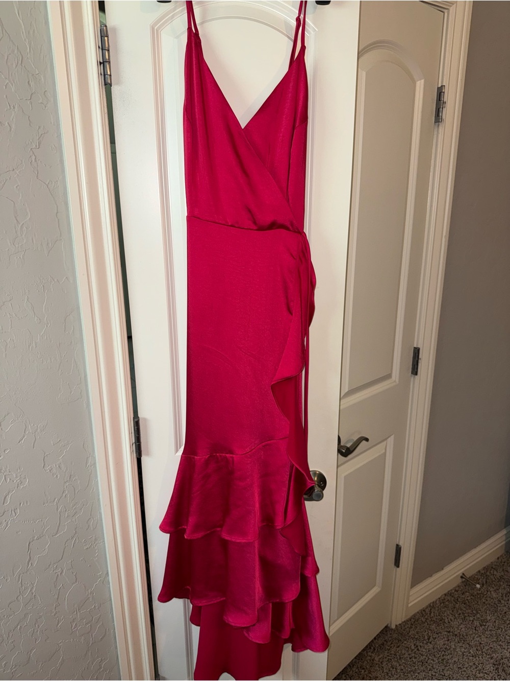 Hot Pink Ruffle Wrap Dress Nine West size large women’s L
